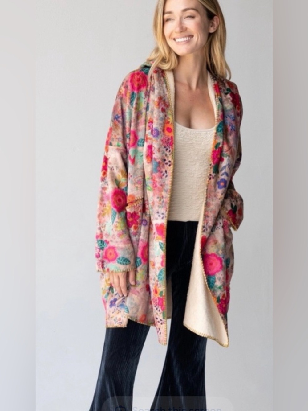 Natural Life Long Cozy Blanket Kimono 
 size L/XL Bohemian Whimsical Festival - Picture 8 of 12